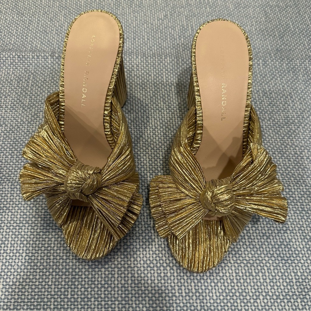 Loeffler Randall Gold Bow Mules